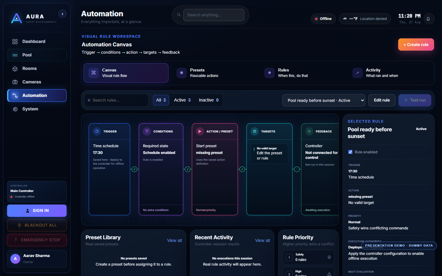 AURA visual automation canvas