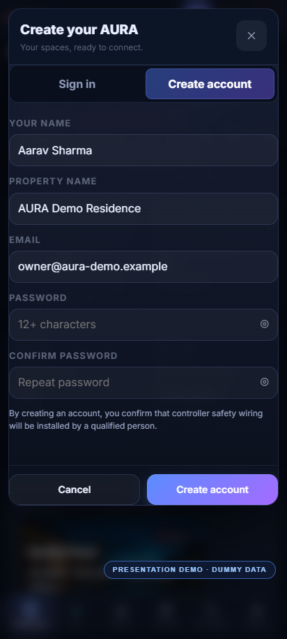 AURA mobile account creation