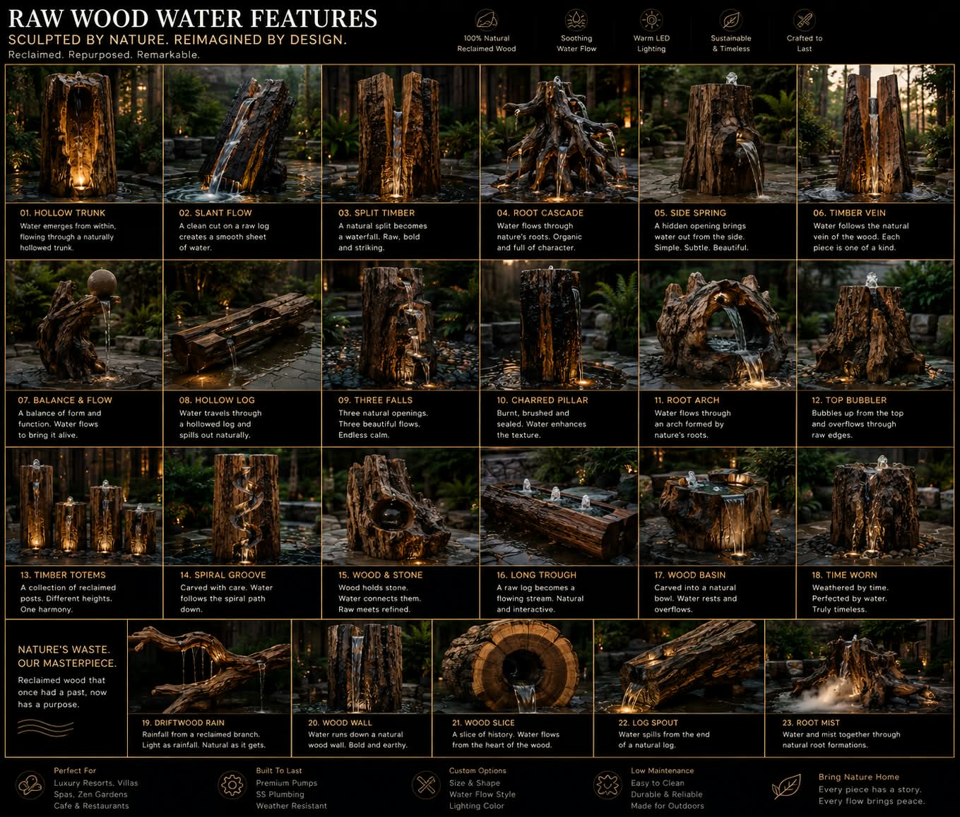 Raw nature water feature collection