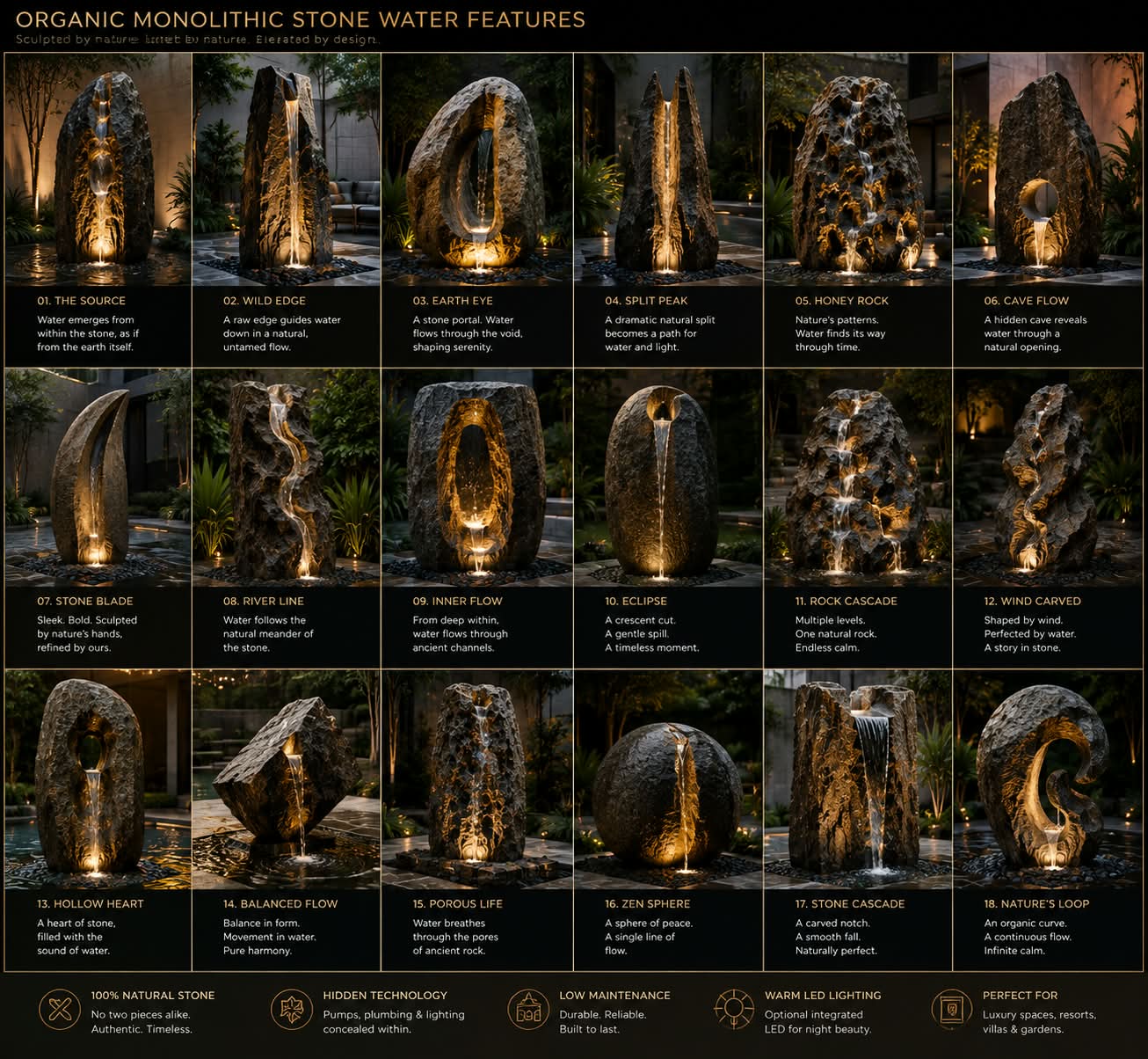 Reclaimed wood water feature concept collection