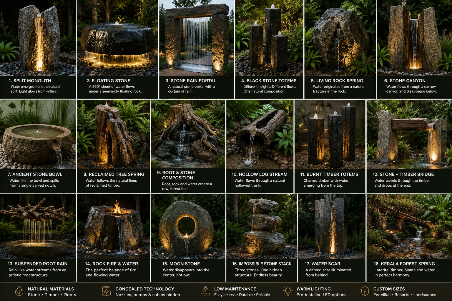 Soil pot water feature collection